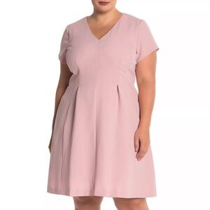 NWT Eliza J Nordstrom Cap Sleeve V-Neck Fit & Flare Dress in Blush 14